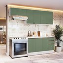 Ver imagem 1 de Armário de Cozinha Completa 100% Mdf 240cm Branco/verde Celeste Kappesberg
