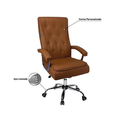 Cadeira de Escritório Presidente Interlocutoria Luxo Marrom Mola Ensacada Base Giratória - Bering - 2