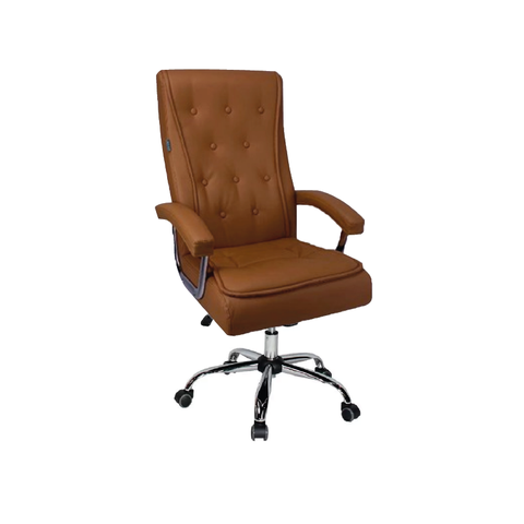 Cadeira de Escritório Presidente Interlocutoria Luxo Marrom Mola Ensacada Base Giratória - Bering