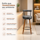 Ver imagem 5 de Kit 3 Banquetas Alta 80cm Giratória Viena c/ Encosto 4 Pés Ilha Gourmet Balcão Bancada Corino Preto