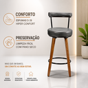 Ver imagem 2 de Kit 3 Banquetas Alta 80cm Giratória Viena c/ Encosto 4 Pés Ilha Gourmet Balcão Bancada Corino Preto