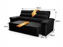 Ver imagem 3 de Sofá Retrátil Reclinável 2 Lugares com Molas 1,50m Quantum Suede Velut Preto - King House