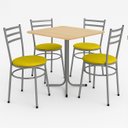 Ver imagem 1 de Conjunto Mesa Cinza 70x70cm Tampo Pinus com 4 Cadeiras Epoxi