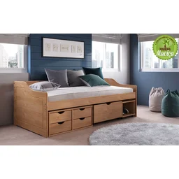Cama Solteiro 5 Gavetas e Nicho Madeira Maciça Floro - 4