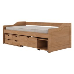 Cama Solteiro 5 Gavetas e Nicho Madeira Maciça Floro - 5