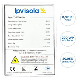 Modulo Solar Flexivel Isola 200w Yh200w-24m 48 Cells Mono - 7