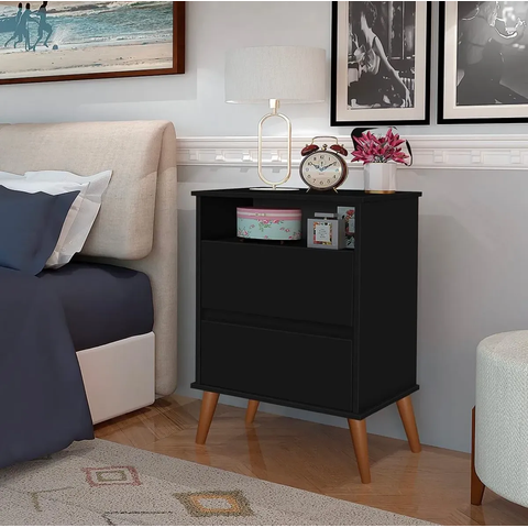 Mesa de Cabeceira Onix Retro- Preto