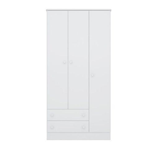 Guarda Roupa Infantil Pirulito 3 Portas c/ 2 Gavetas Branco