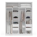 Ver imagem 3 de Guarda-roupa Casal Porto 4 Portas 4 Gavetas com Espelho Branco/creme - Politorno
