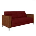 Ver imagem 1 de Sofá Living Decorativo Houston 2 Lugares 160cm Pés em Metal Veludo/ Pu Bordô/ Marrom G33 - Gran Belo