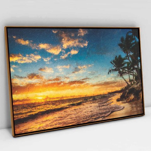 Quadro Decorativo Horizonte em tela Canvas TACOLADO PAPEL DE PAREDE Moldura Flutuante 4,5cm Freijó 6