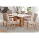 Ver imagem 1 de Conjunto: Mesa Sala Jantar Lins C/ Tampo Madeirado C/ Vidro 160x90cm e 6 Cadeiras Esther Nature/