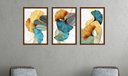 Ver imagem 2 de Quadros Decorativos para Sala quarto com Moldura Folhas Folhagens Azul e Amarelas - Marrom