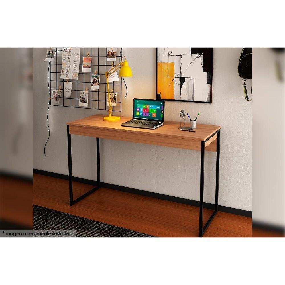 Mesa Computador Industrial ME4160 Amêndoa/Preto - Tecno Mobili