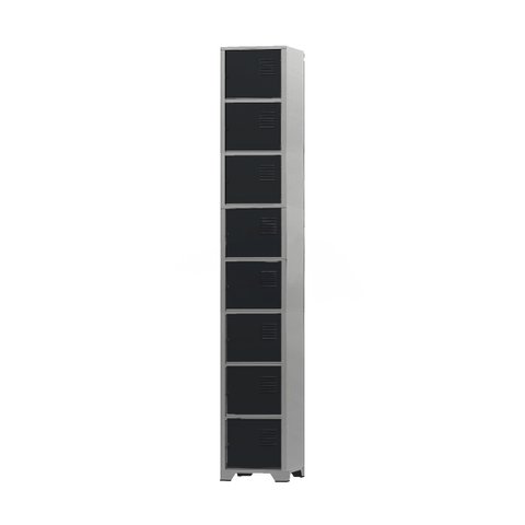 Armário Roupeiro de Aço 8 Portas para Vestiário Academia Locker Preto com Chave