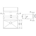 Ver imagem 3 de Cuba Mekal Linha Farmhouse Sink Fs70 70x40 Aço Escovado