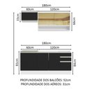 Ver imagem 4 de Armário de Cozinha Compacta 180cm Branco Preto Glamy Madesa 08