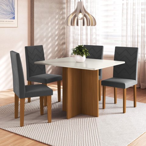 Conjunto Sala de Jantar Fidelitá Itália 110cm com 4 Cadeiras