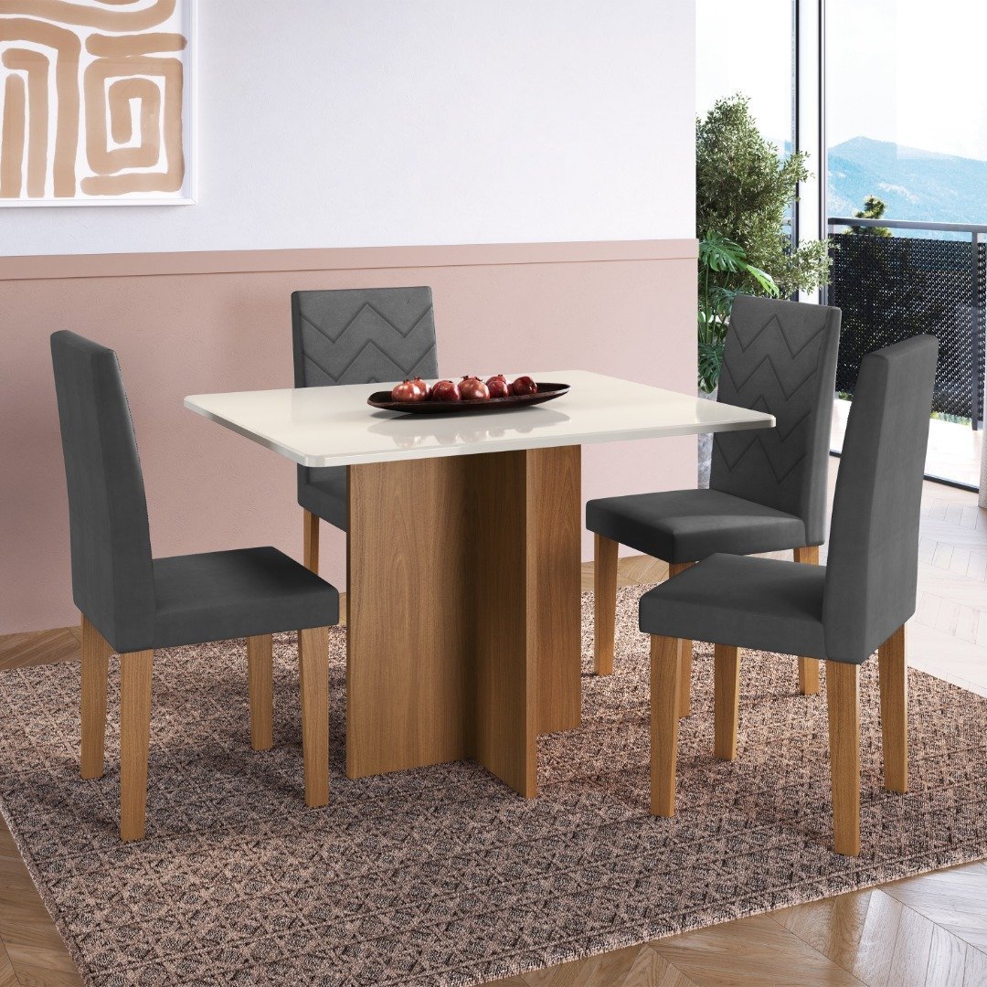 Conjunto Sala de Jantar Fidelitá Itália 110cm com 4 Cadeiras 