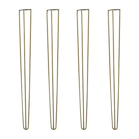 Kit 4 Pés de Metal 60 CM Hairpin Legs Mesa de Canto Aparador Dourado