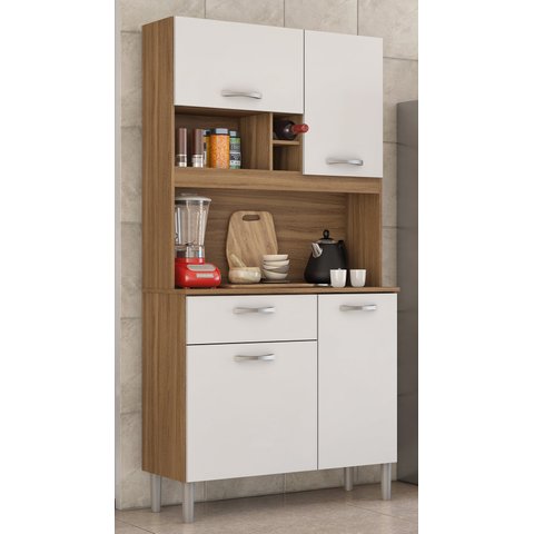 Kit Cozinha Compacta 04 Portas 01 Gaveta Malta Amendola Branco Demóbile