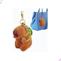 Chaveiro Capivara Fofa de Pelúcia com Mochila de Tartaruga com Guizo - 2