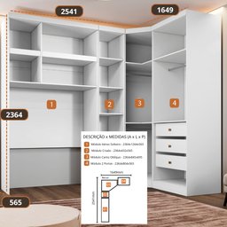 Guarda Roupa Modulado Solteiro Safira 007 em Mdf com 7 Portas e 4 Gavetas - 4