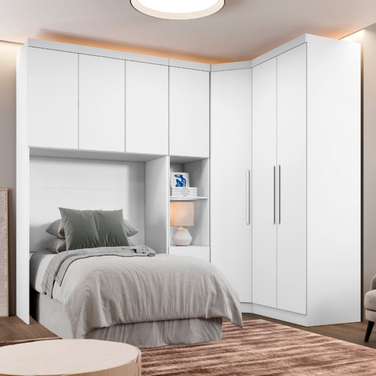 Guarda Roupa Modulado Solteiro Safira 007 em Mdf com 7 Portas e 4 Gavetas