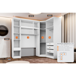 Guarda Roupa Modulado Solteiro Safira 007 em Mdf com 7 Portas e 4 Gavetas - 4
