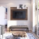Ver imagem 2 de Painel Simon para TV 55 Polegadas com Prateleira Nogueira Real/ Off White para Sala Recepção