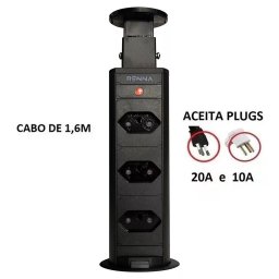 Torre de Tomadas Retrátil Multiplug Preta - Renna - 3