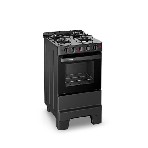 Fogão a Gás Esmaltec Ideal Super Glass 4 Bocas 50L Bivolt Preto Mesa de Vidro Acendimento Automá