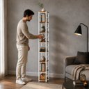 Ver imagem 3 de Estante Multiuso Organizador Livreiro Estilo Industrial 180x40 Branco Imbuia