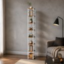 Ver imagem 1 de Estante Multiuso Organizador Livreiro Estilo Industrial 180x40 Branco Imbuia