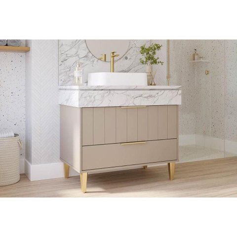 Gabinete Banheiro Riviera c/Cuba 90cm Capuccino/Calacata MGM