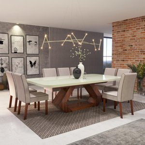 Sala de Jantar 220x110 Lottus 8 Cad Ame/bege Bom Pastor