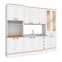 Ver imagem 1 de Cozinha Completa Aspen 13 Portas 5 Gavetas com Vidro CA03ST Branco/Cinamomo - Fellicci