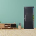 Ver imagem 1 de Porta Pivotante com Puxador e Vidro Alumínio Preto Linha 25:Esquerda/ 210 x 120