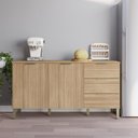 Ver imagem 3 de Balcao com Tampo 2 Portas 3 Gavetas 160 Cm Glam Freijo Ktp