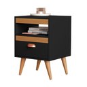 Ver imagem 2 de Kit 2 Mesas de Cabeceira Sal com 1 Gaveta Preto/ypê/preto