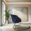 Ver imagem 3 de Kit 8 Poltronas Luxo Alana Suede Azul Marinho Base Ferro Preto - Pallazio