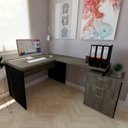 Ver imagem 1 de Mesa Auxiliar com Gaveteiro Pedestal Pasta Suspensa e Natus 112cm Preto E Ameixa