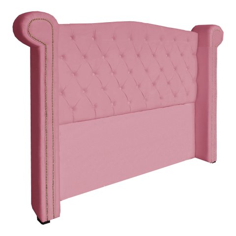 Cabeceira Ruby para Cama Box Casal Padrão 1.40 - Suede - Sv Decor: Rosa