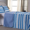 Ver imagem 2 de Kit Colcha Cobre Leito Casal 3 Peças Matelado Dupla Face Azul