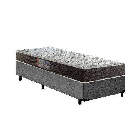 Cama Box Solteiro Colchão Mola Bonnel Belos Sonhos + Box Suede 60x88x188:cinza