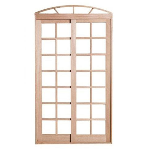 Porta Balcão de Correr de Madeira Cedro Arana 2 Folhas em Arco Bat.14 Cm- 2.35 (a) X 1.40 (l)