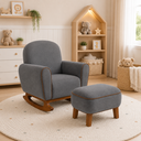 Ver imagem 1 de Poltrona Amamentação Nuvem Base Balanço com Puff Suede:Suede Cinza