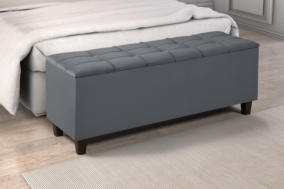 Baú Recamier Bali Cama Casal 130cm Quarto Sala - Cinza - 2