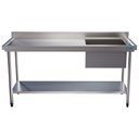 Ver imagem 1 de Mesa Pia Aço Inox Uma Cuba 50x40x25 Direita e Prateleira 150x60x90