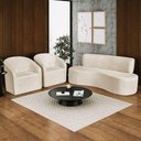 Ver imagem 2 de Kit Sofá Curvo Amsterdã 180cm e 2 Poltronas Luiza Max Linho Bege